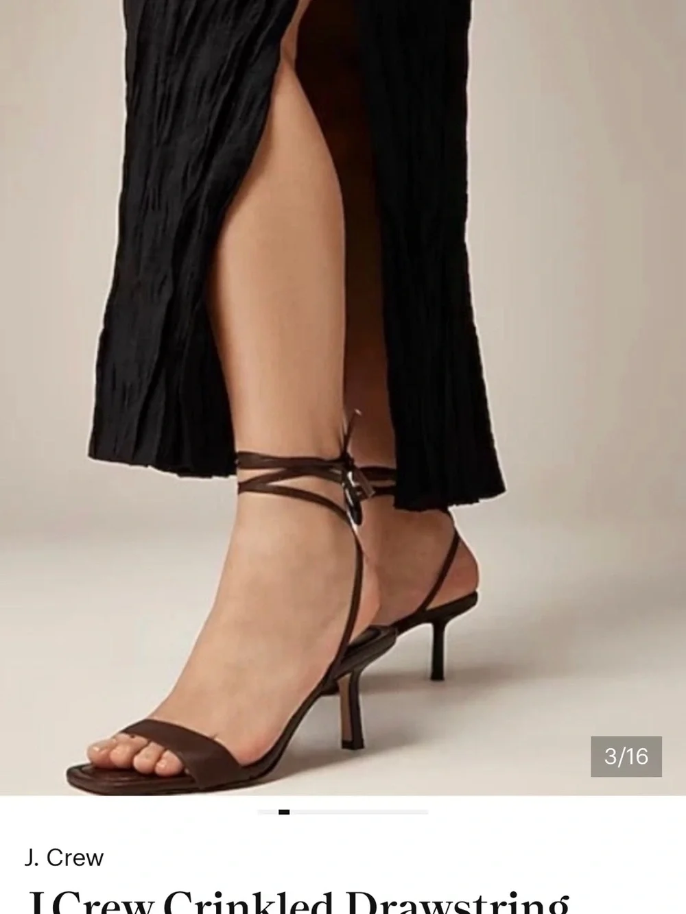 NWT J.Crew Crinkled Drawstring Midi Skirt in Black